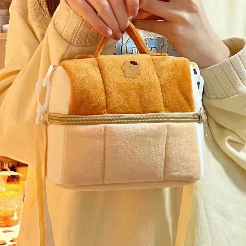 Toast-shaped makeup bag